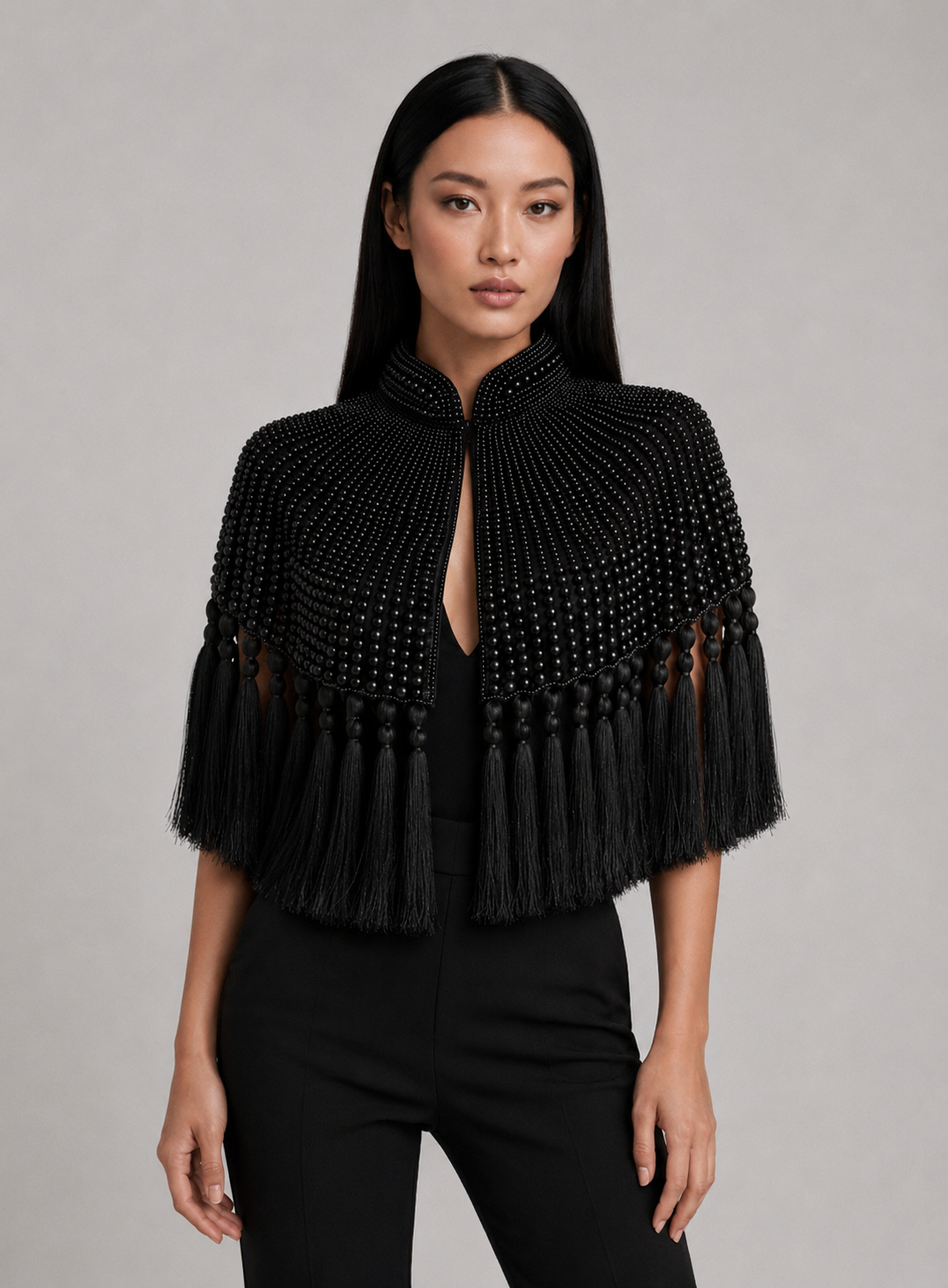 Noir Monarch Tassel Cape