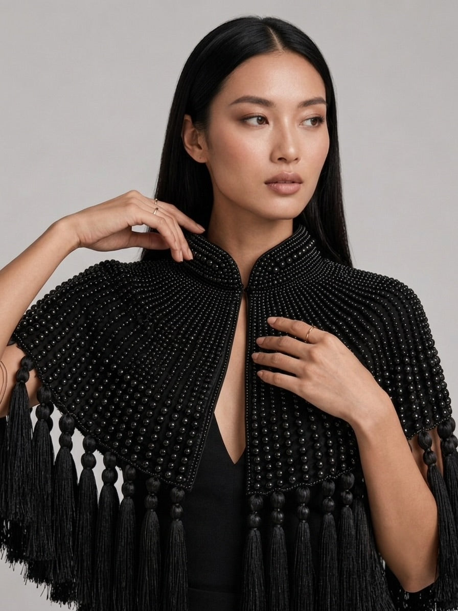 Noir Monarch Tassel Cape