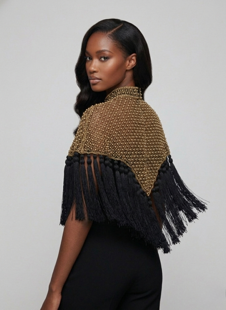Black and Gold Tassel Cape